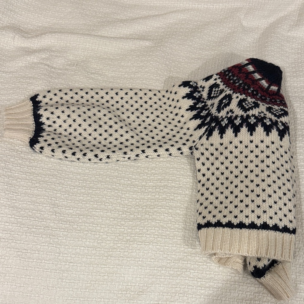 THE GREAT. Cream and Navy Patterned Cardigan - Picture 8 of 8
